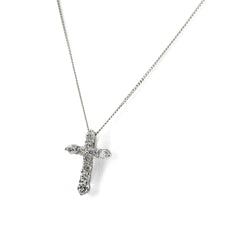 クロスモチーフ ネックレス Pt900 Pt850 ダイヤモンド レディース ノンブランドジュエリー 【中古】nbjwl