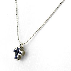 クロスモチーフ ネックレス K18 WG サファイア レディース ノンブランドジュエリー 【中古】nbjwl