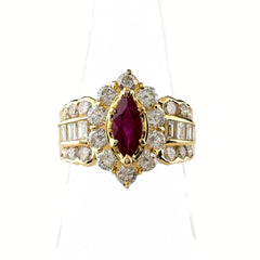 ルビー リング 11号 K18 YG 1.01ct レディース 【中古】