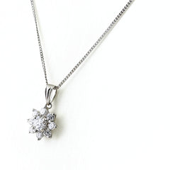 フラワーモチーフ ネックレス Pt900 Pt850 ダイヤモンド レディース ノンブランドジュエリー 【中古】nbjwl