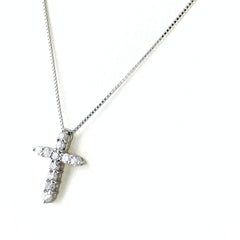 クロスモチーフ ネックレス Pt900 Pt850 ダイヤモンド レディース ノンブランドジュエリー 【中古】nbjwl