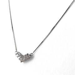 ハートモチーフ ネックレス Pt900 Pt850 ダイヤモンド レディース ノンブランドジュエリー 【中古】nbjwl