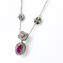 ルビー ネックレス Pt900 Pt850 ルビー レディース ノンブランドジュエリー 【中古】nbjwl