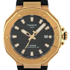 ティソ Tレース パワーマティック T141807 腕時計 SS ラバー 自動巻き ブラック メンズ 時計 【中古】wtcbb