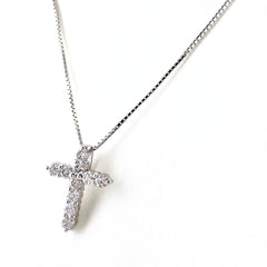 クロスモチーフ ネックレス Pt900 Pt850 ダイヤモンド レディース ノンブランドジュエリー 【中古】nbjwl