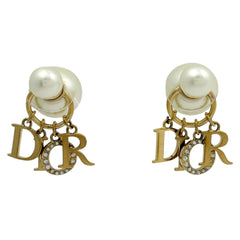 クリスチャンディオール Dior Tribales ピアス GP ラインストーン レジンパール レディース ブランドアクセサリー 【中古】bracc
