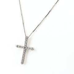 クロスモチーフ ネックレス K18 WG ダイヤモンド レディース ノンブランドジュエリー 【中古】nbjwl
