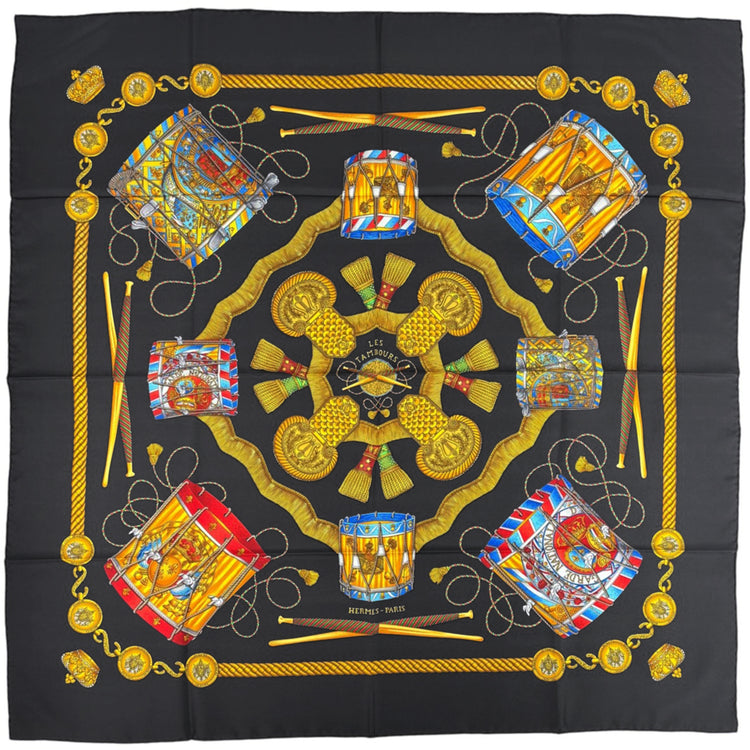 エルメス カレ90 LES TAMBOURS スカーフ シルク レディース ブランドバッグ・小物 【中古】brbag