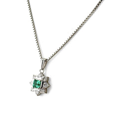 エメラルド ネックレス Pt900 Pt850 エメラルド レディース ノンブランドジュエリー 【中古】nbjwl