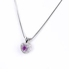 0.54ct ピンクサファイア ネックレス ハートモチーフ K18 WG ソーティング レディース ノンブランドジュエリー 【中古】nbjwl