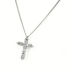 クロスモチーフ ネックレス Pt900 Pt850 ダイヤモンド レディース ノンブランドジュエリー 【中古】nbjwl