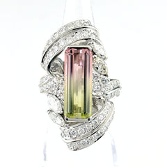5.06ct パーティカラードトルマリン リング 15.5号 Pt900 レディース ノンブランドジュエリー 【中古】nbjwl