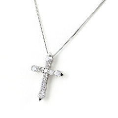クロスモチーフ ネックレス K18 WG ダイヤモンド レディース ノンブランドジュエリー 【中古】nbjwl