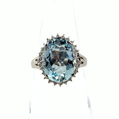 アクアマリン リング 11号 Pt900 アクアマリン ダイヤモンド レディース ノンブランドジュエリー 【中古】nbjwl