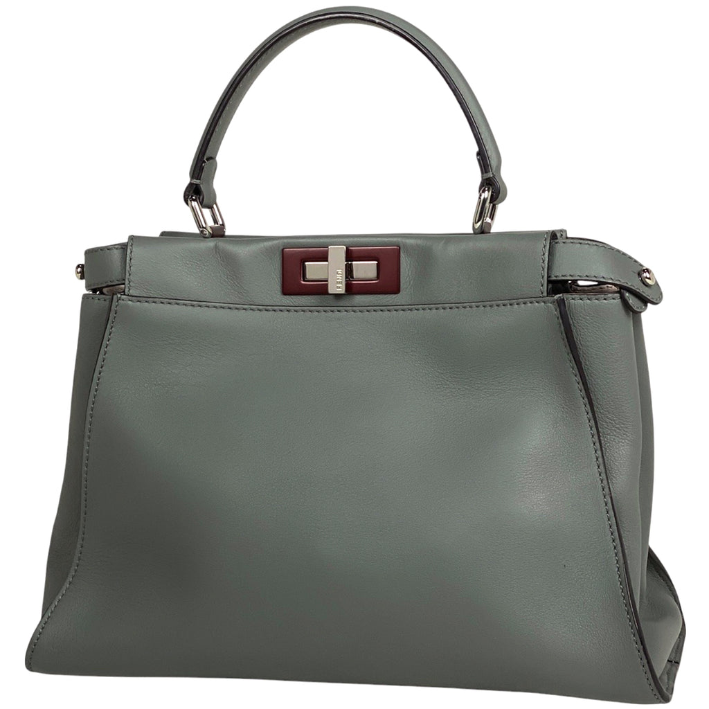 フェンディ ピーカブー 2WAY ショルダーバッグ ハンドバッグ レザー グレー 8BN290 レディース 【中古】brbag