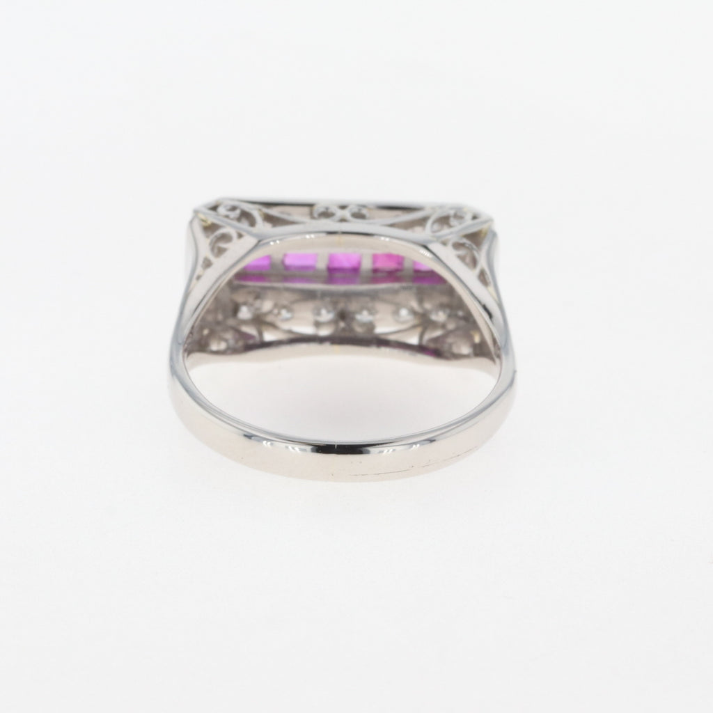 ルビー デザインリング プラチナ メレダイヤ 指輪 リング 11号 Pt900 ルビー ダイヤモンド レディース 【中古】 
 ラッピング可