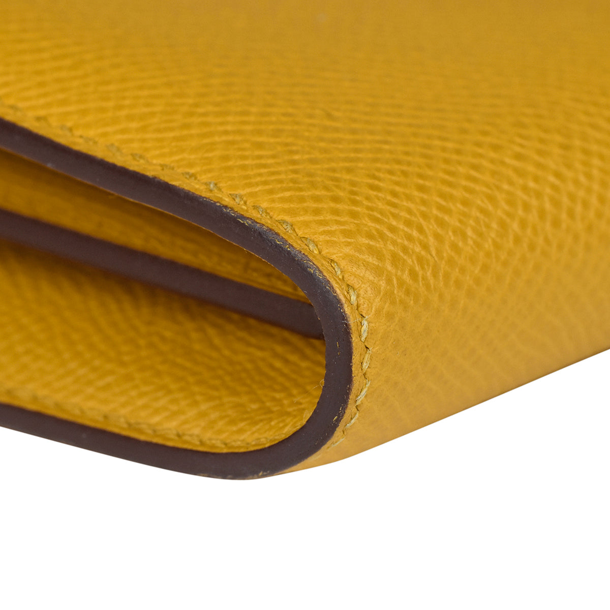 未使用】エルメス ベアンミニ 二つ折り財布 シェーブル T刻印 イエロー