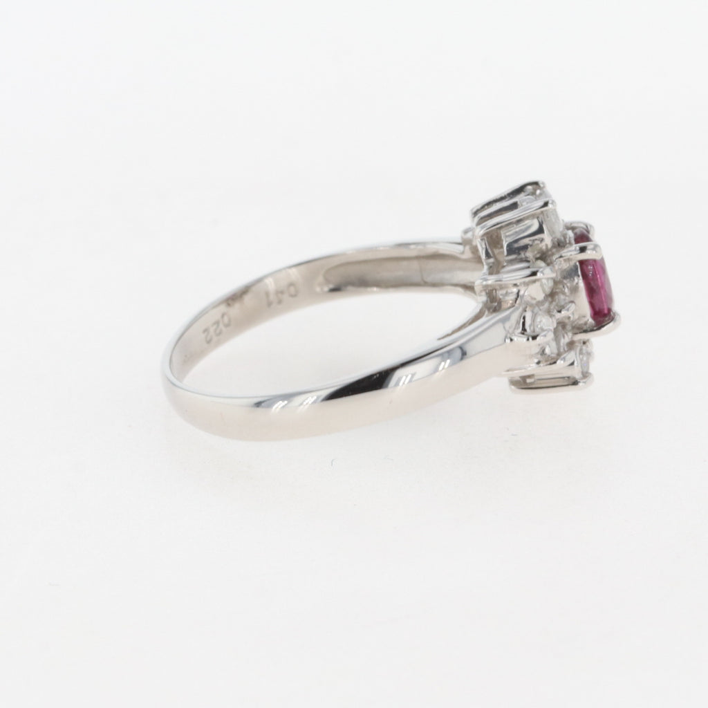 バイセル公式ルビー デザインリング プラチナ メレダイヤ 指輪
