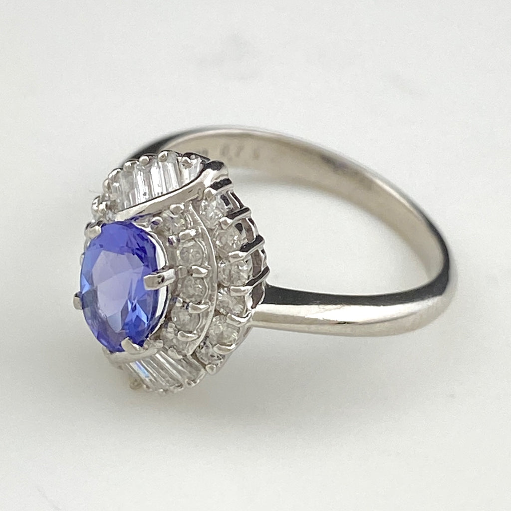 バイセル公式】タンザナイト デザインリング プラチナ 指輪 メレダイヤ