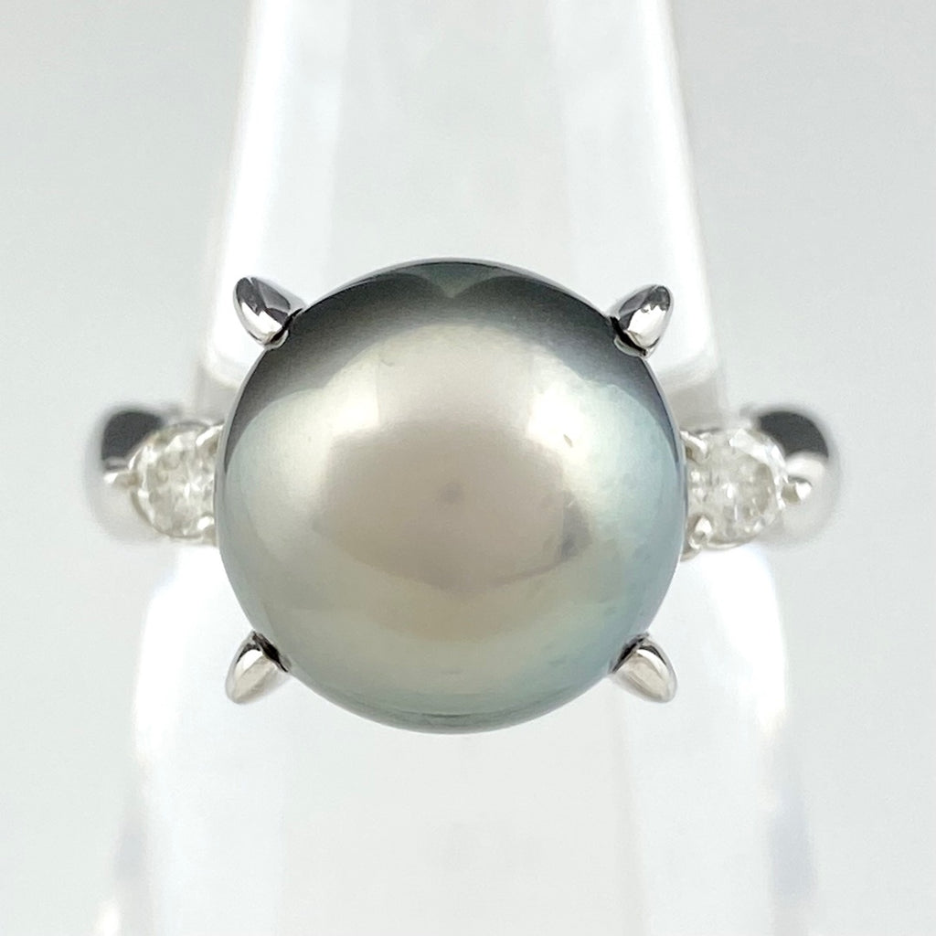 バイセル公式】パール デザインリング プラチナ メレダイヤ 指輪 真珠