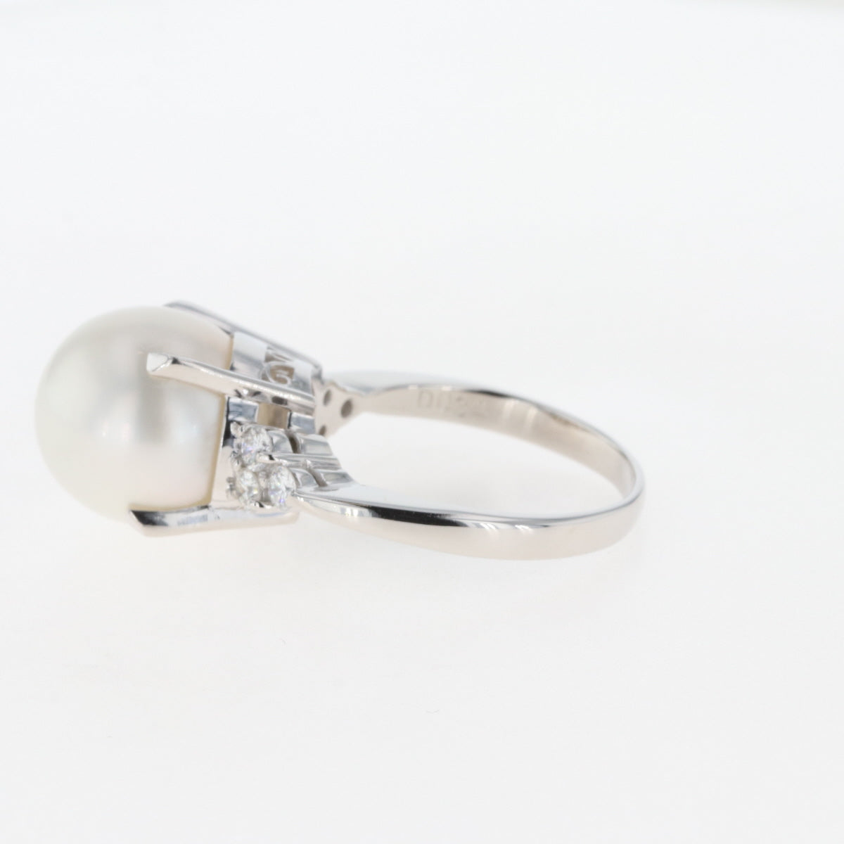 パール デザインリング プラチナ メレダイヤ 指輪 真珠 リング 16号 Pt900 パール ダイヤモンド レディース 【中古】 , ラッピング可