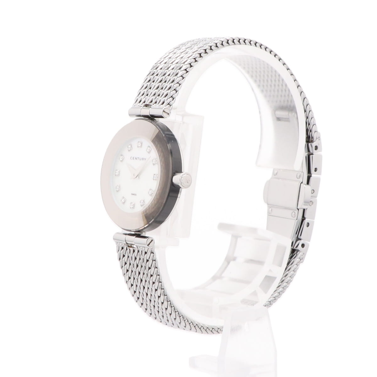 センチュリー タイムジェム 12Pダイヤ シェル 腕時計 SS ダイヤモンド クォーツ ホワイト レディース 【中古】 , ラッピング可