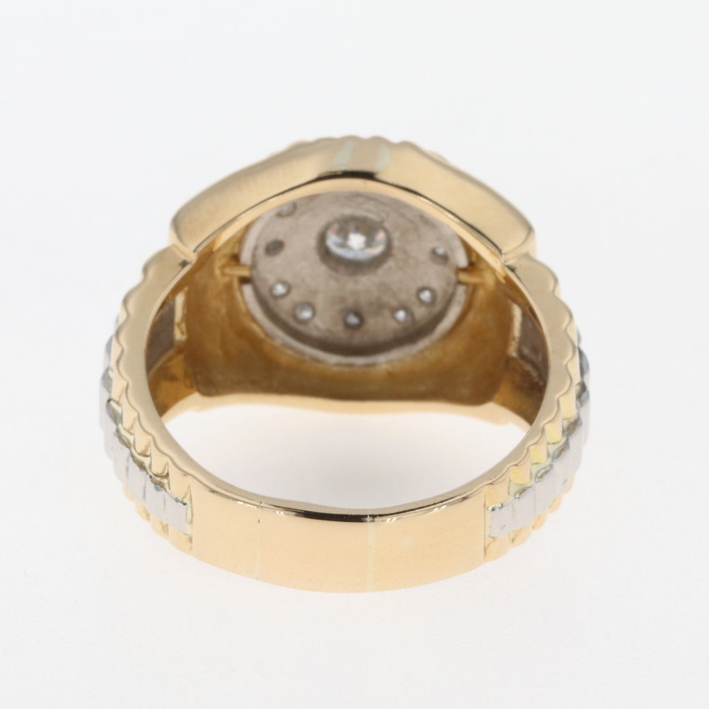 メレダイヤ デザインリング YG イエローゴールド プラチナ 指輪 リング 19号 K18 Pt900 ダイヤモンド レディース 【中古】  ラッピング可
