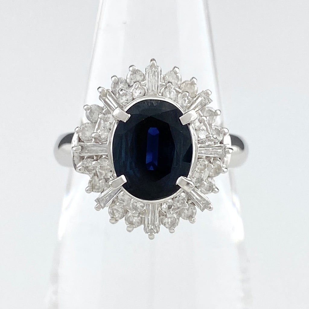 サファイア デザインリング プラチナ 指輪  ダイヤモンド リング  Pt850ダイヤモンド