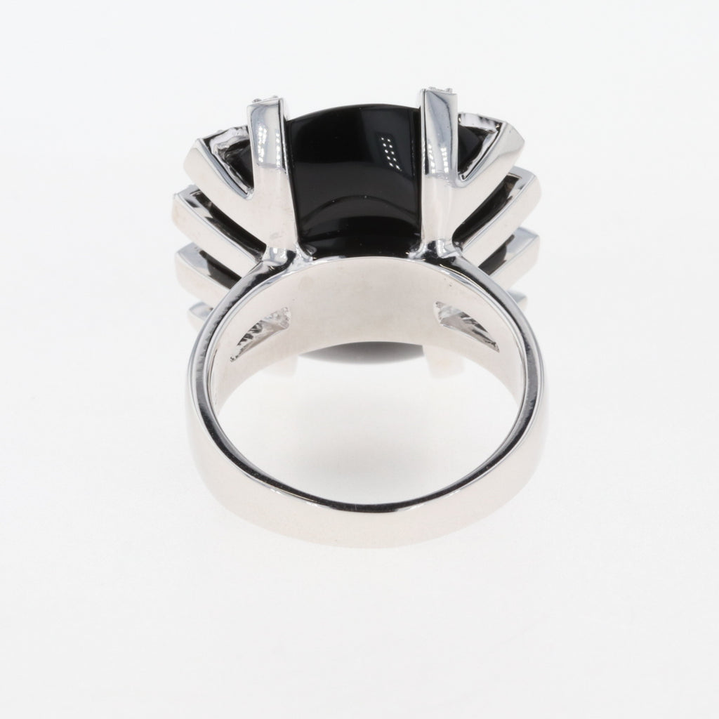 オニキス デザインリング 指輪 メレダイヤ リング 13.5号 K18 オニキス ダイヤモンド レディース 【中古】 
 ラッピング可