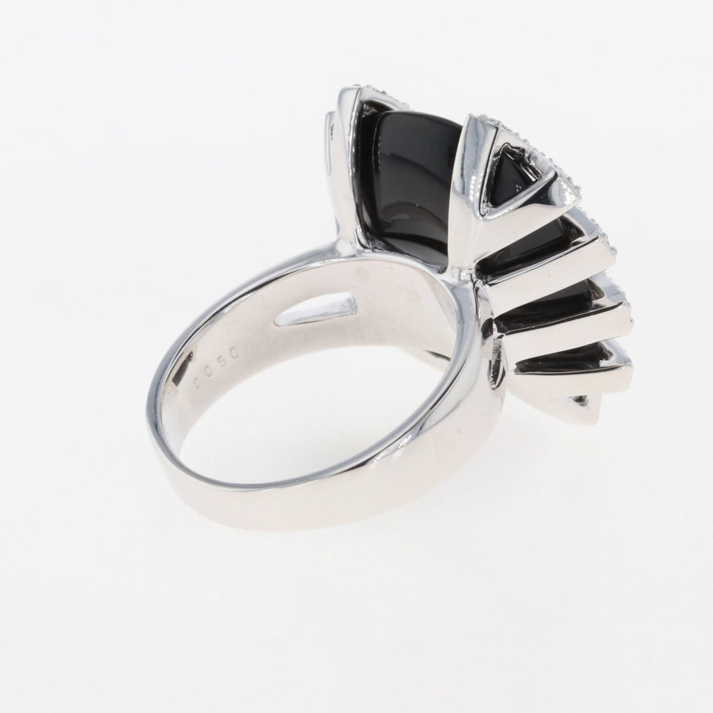 オニキス デザインリング 指輪 メレダイヤ リング 13.5号 K18 オニキス ダイヤモンド レディース 【中古】 
 ラッピング可