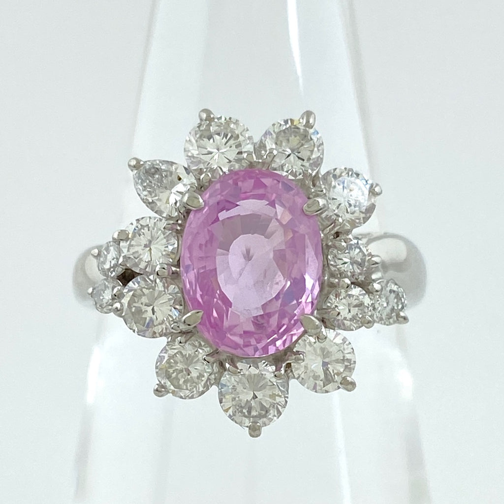 PT900 ピンクサファイア　ダイヤモンド　リング　プラチナ　ジュエリー　指輪ピンクサファイヤ