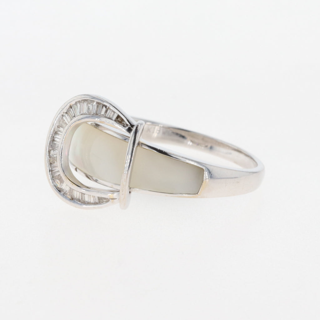 メレダイヤ デザインリング WG ホワイトゴールド 指輪 シェル リング 18.5号 K18 WG ダイヤモンド メンズ 【中古】 
 ラッピング可