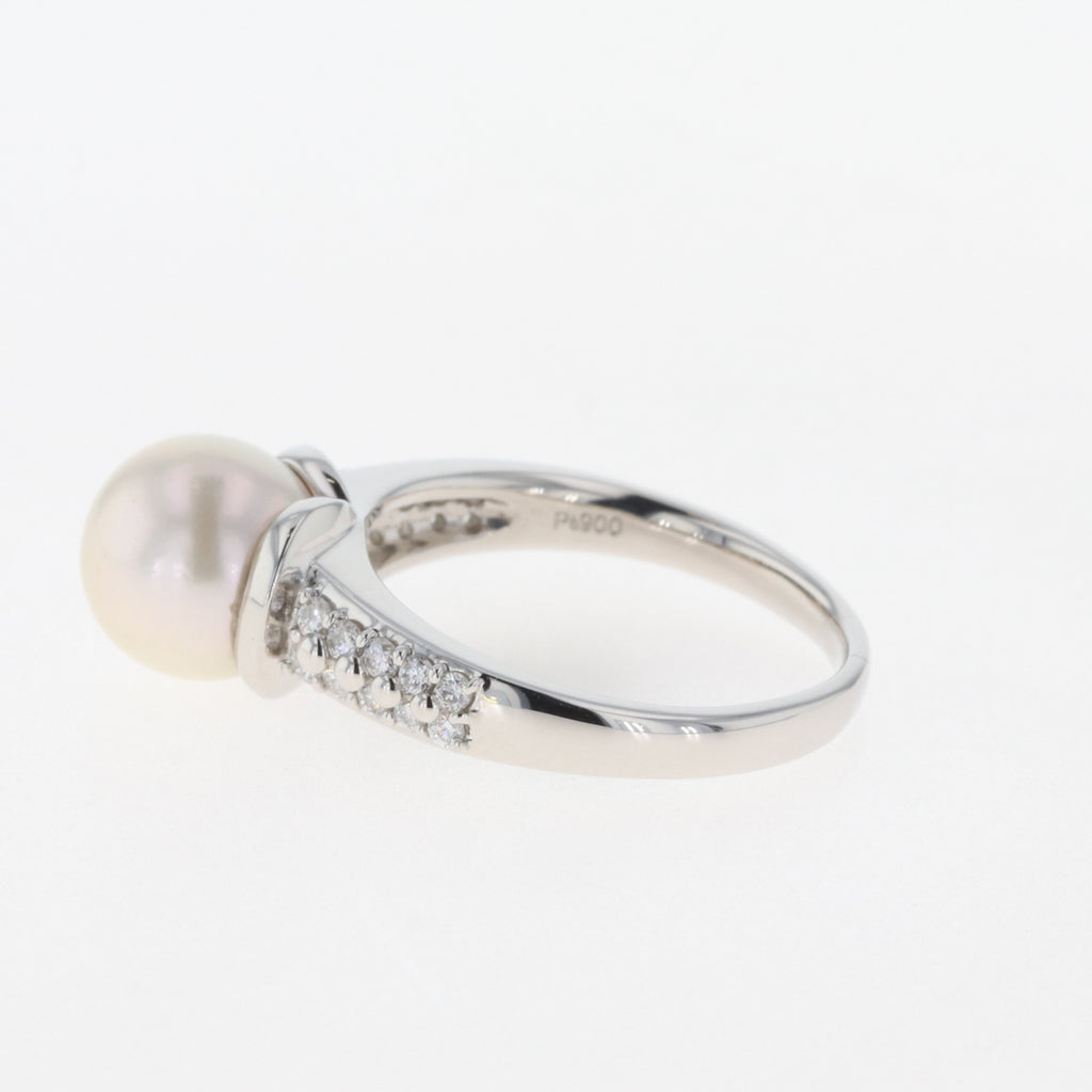 パール デザインリング プラチナ 指輪 真珠 メレダイヤ リング 15号 Pt900 ダイヤモンド レディース 【中古】 
 ラッピング可