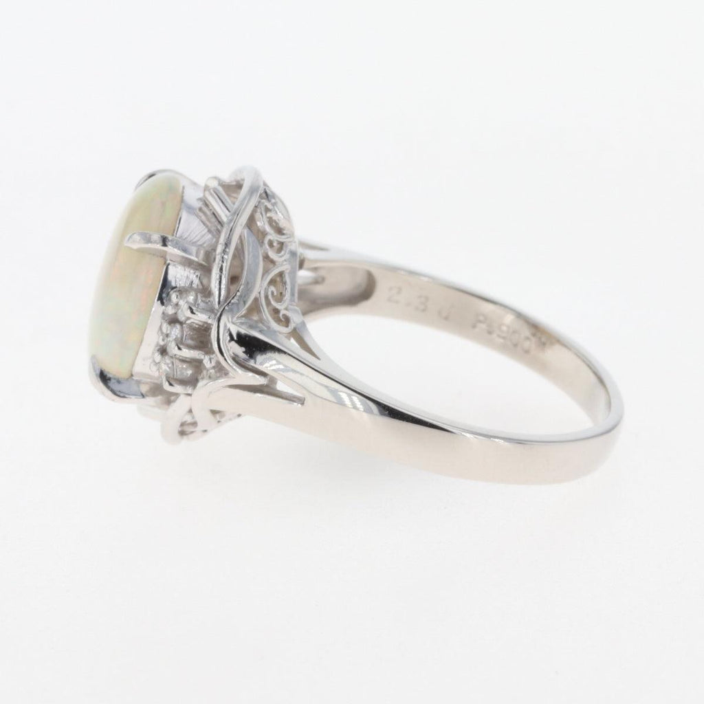 バイセル公式】オパール デザインリング プラチナ 指輪 メレダイヤ 
