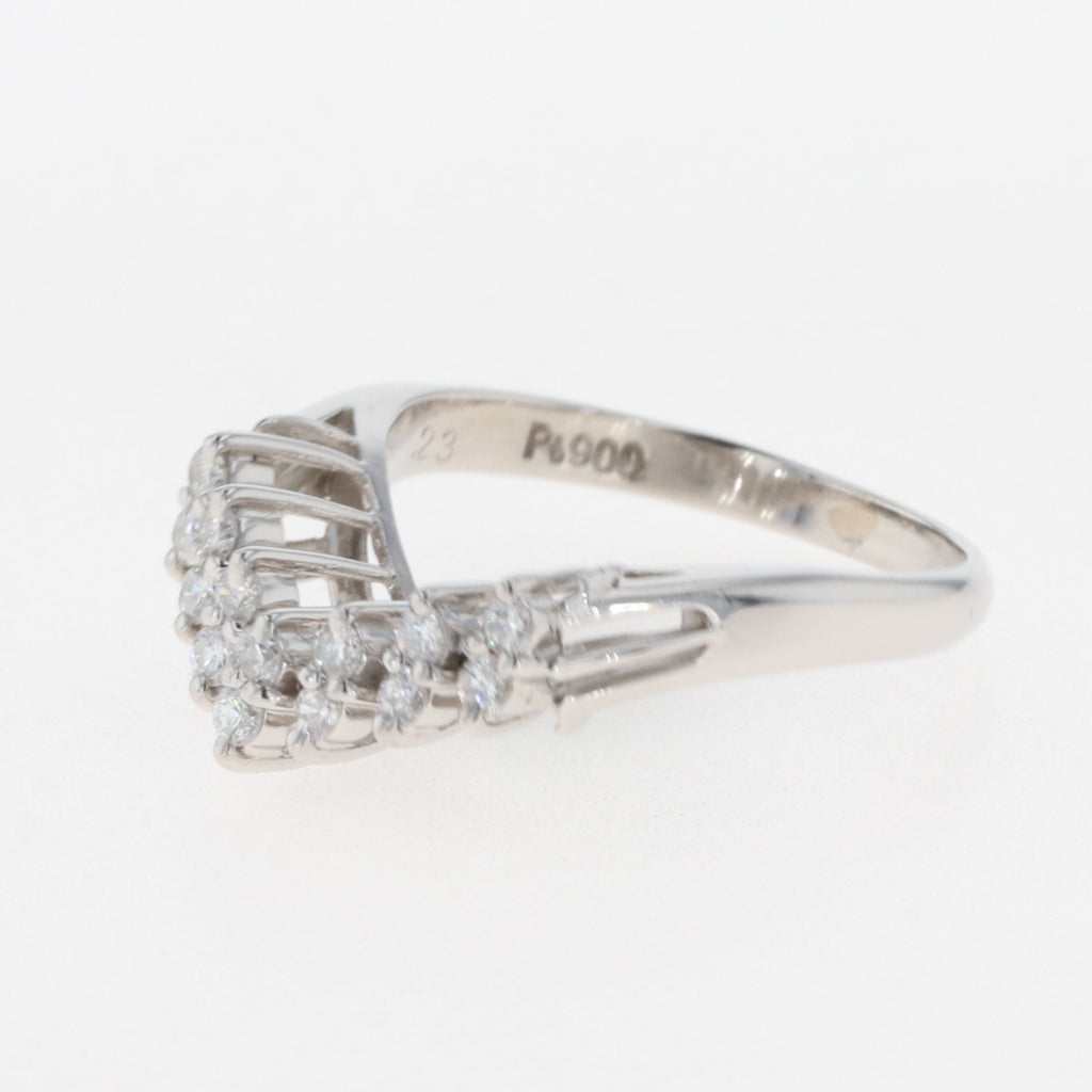 メレダイヤ デザインリング プラチナ 指輪 リング 8号 Pt900 ダイヤモンド レディース 【中古】, ラッピング可