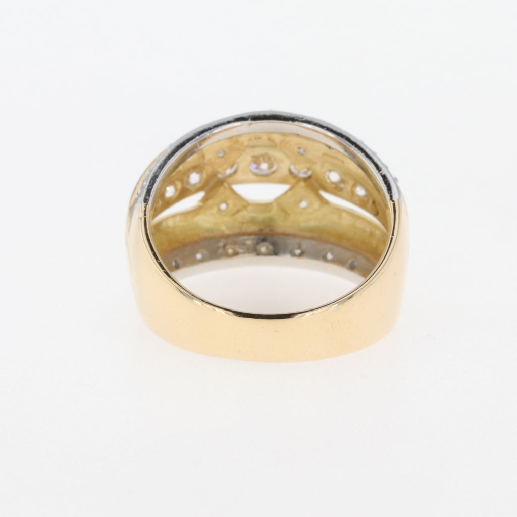 メレダイヤ デザインリング YG イエローゴールド プラチナ 指輪 リング 12.5号 Pt900 K18 ダイヤモンド レディース 【中古】 
 ラッピング可