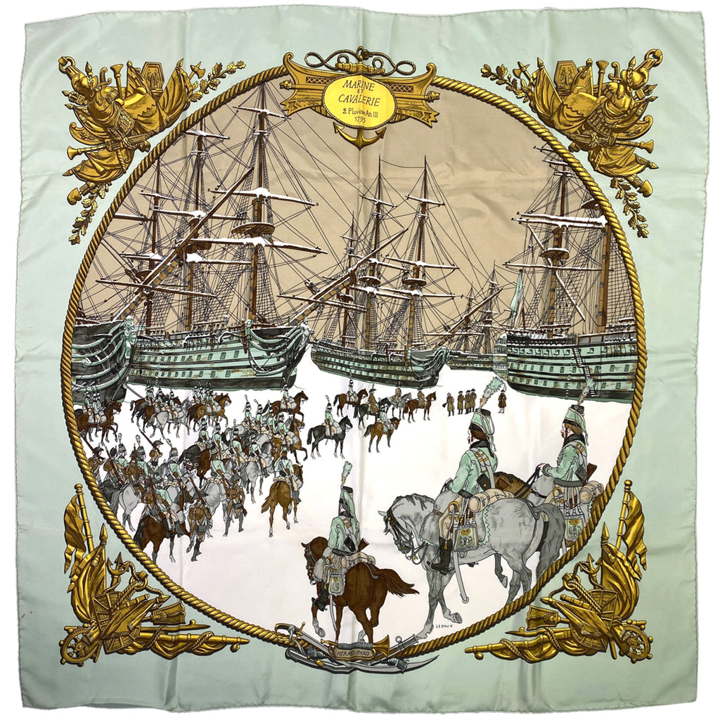 エルメススカーフ カレ90 marine et cavalerie海と騎兵隊 - 小物
