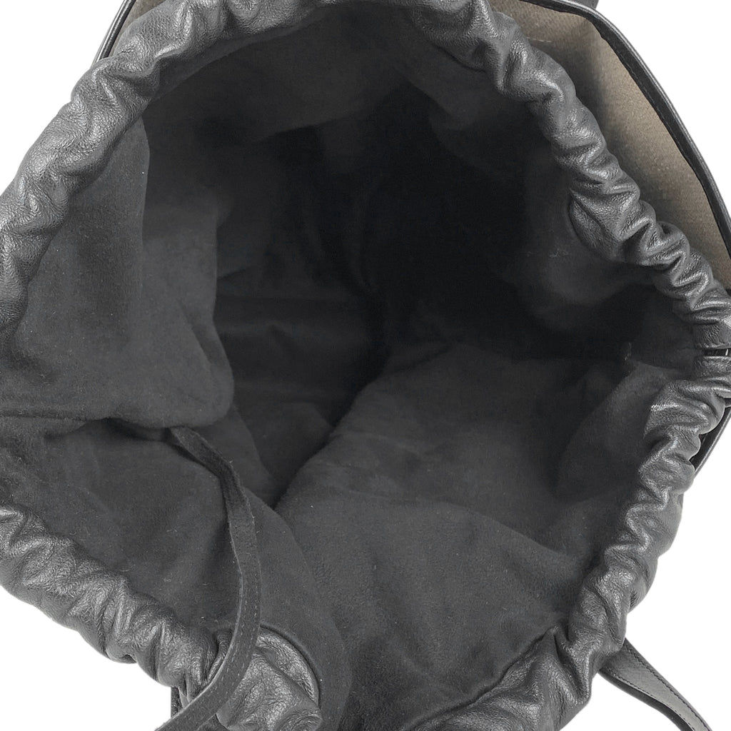 サンローラン テディ トートバッグ 巾着 ロゴ トートバッグ キャンバス ナチュラル ブラック 551595 レディース 【中古】