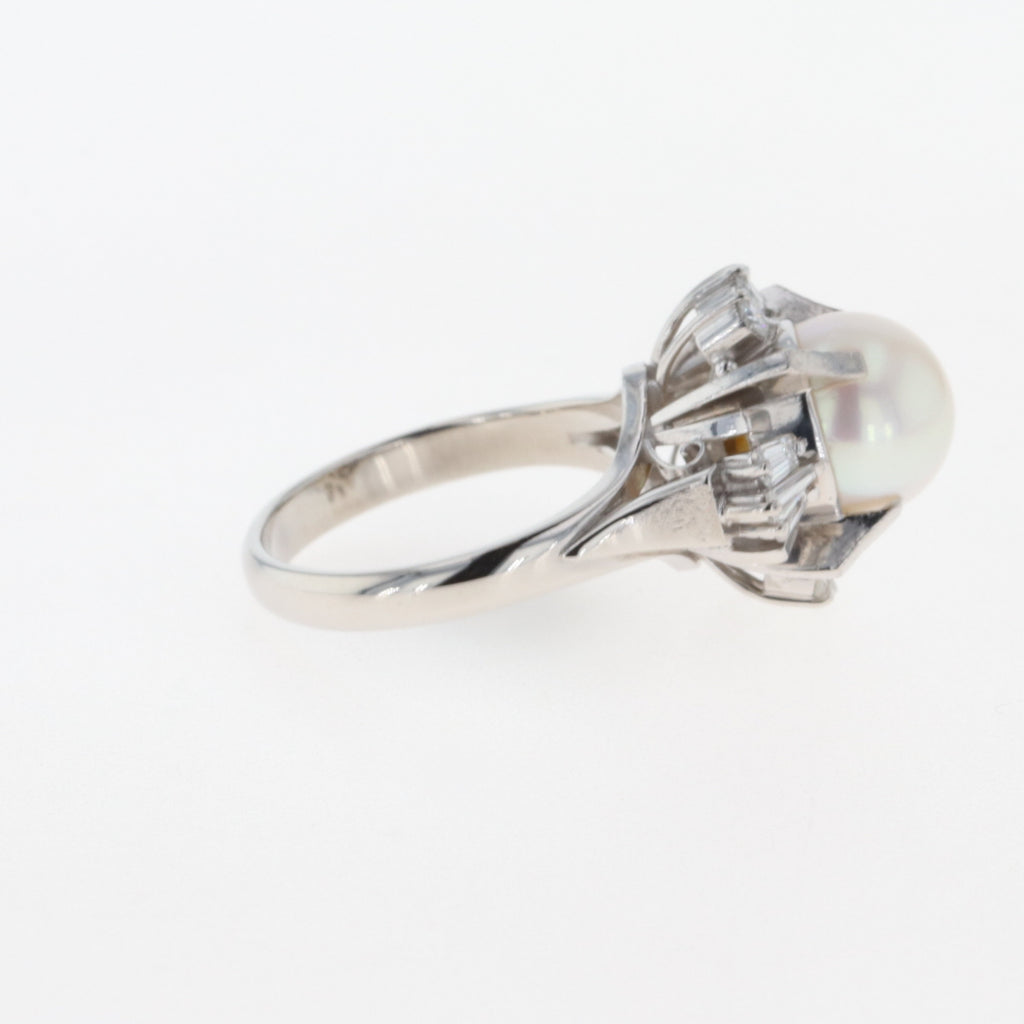 パール デザインリング プラチナ 指輪 真珠 メレダイヤ リング 8号 Pt900 パール ダイヤモンド レディース 【中古】 
 ラッピング可