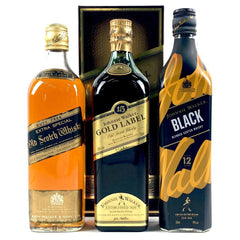 3本 ジョニーウォーカー JOHNNIE WALKER ブラックラベル エクストラスペシャル 金キャップ ゴールドラベル 15年 12年 2021 ウイスキー セット 【古酒】